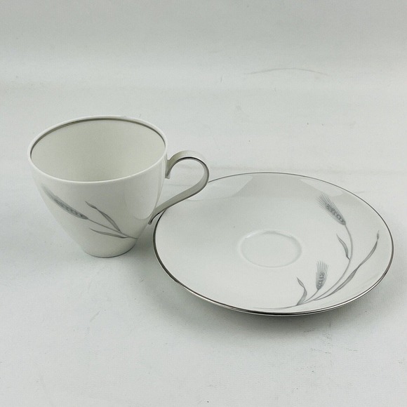 Johann Haviland Silver Wheat Flat Cup & Saucer Set Silver Rim - Picture 2 of 13